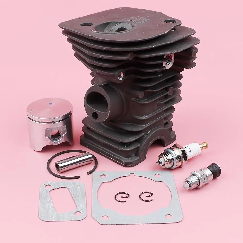 Kit guarnizioni for spinotto pistone testata da 42 mm, for motosega Husqvarna 340 345 503 87 02 76 W Valvola di decompressione Anello elastico Candela Kit cilindro motosega