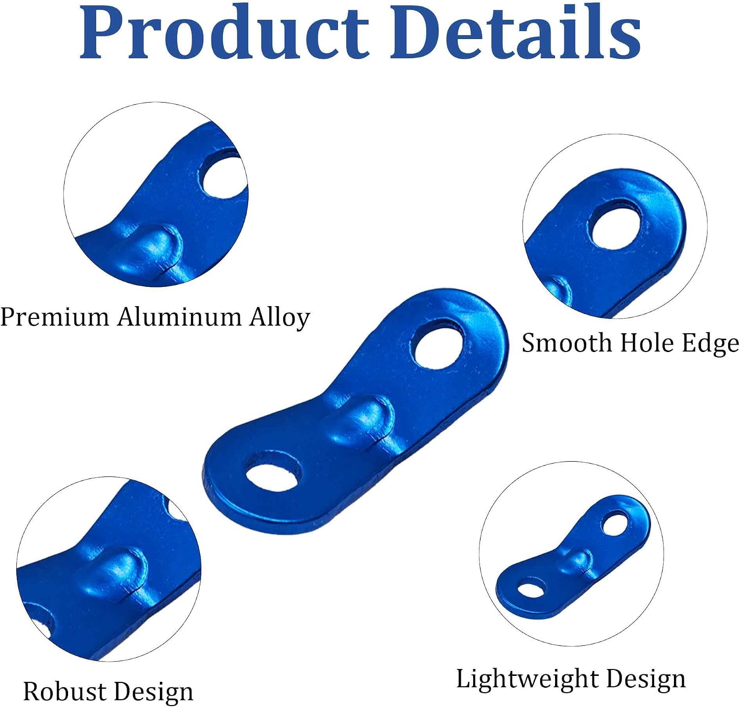 20PCS Aluminum Alloy Tent Rope Tensioner, Portable Guyline Cord Adjuster with Dual Holes for Camping Hiking Backpacking Outdoor Tent Accessories (Blue) image 4