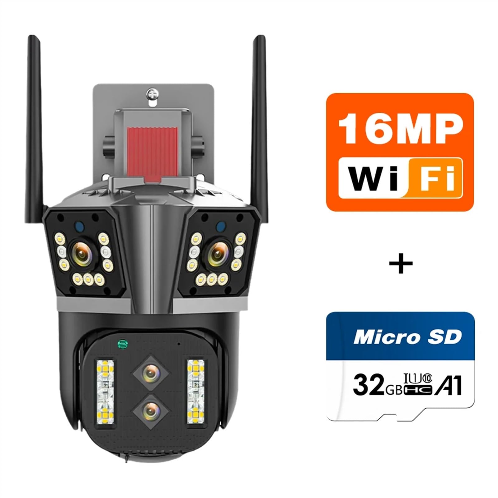 Telecamera di Sorveglianza, Telecamera esterna IP con zoom ibrido 10X a tre lenti da 16 MP a quattro di sicurezza impermeabile rilevamento automatico PTZ