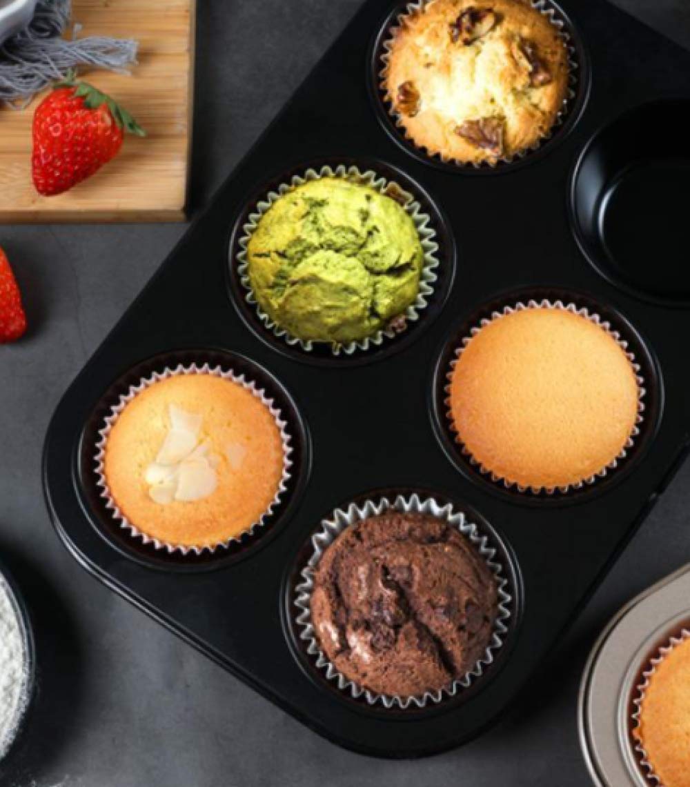 Molde Para Muffins, Bandeja Para Hornear De Metal Para Muffins, Revestimiento Antiadherente 100% Sin BPA Para Muffins, Cupcakes, Pudines, Pasteles De Brownies-S