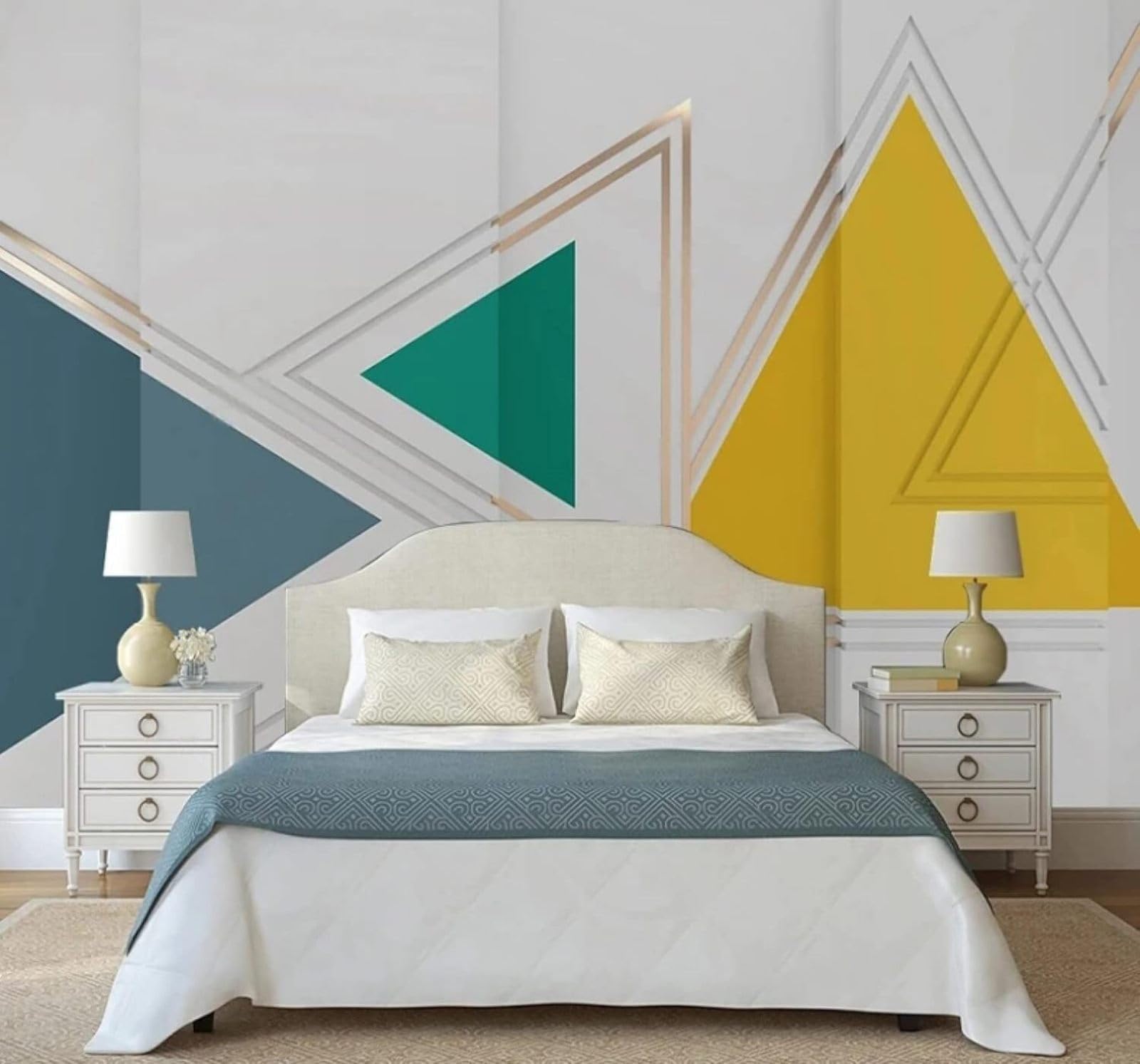 Wallpaper-3D-Xlm 250Cm×170Cm(B×H) Minimalist Luxury Colourful Geometric Triangle 3D Wallpaper Easy Install Feature Office Living Room Sofa Bedroom Tv Background Wall Decoration-250Cm×170Cm