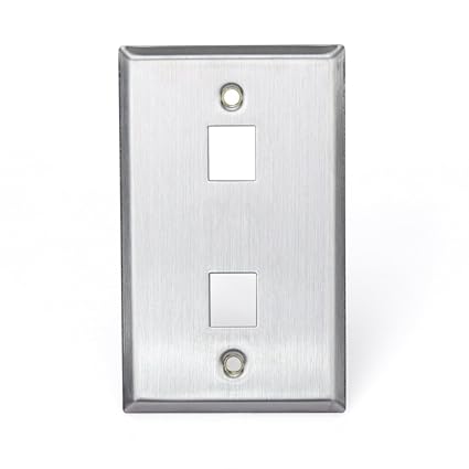 Leviton 43080-1S2 QuickPort Wallplate, Single Gang, 2-Port, Stainless Steel