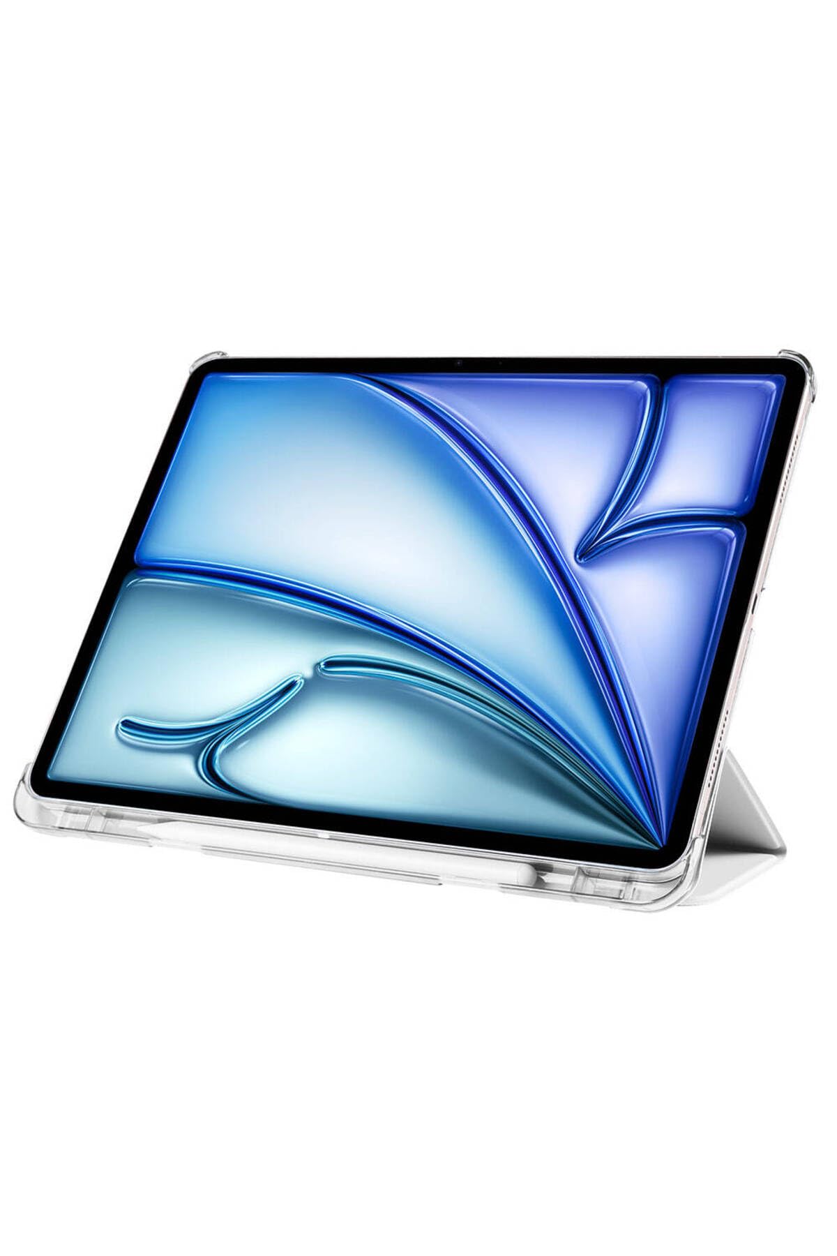 CONSTRAIN - iPad Air 13 2025 M3 ASMA Smart Cover Kalem Bölmeli Standlı 1-1 Kılıf - Kırmızı - Beyaz 1