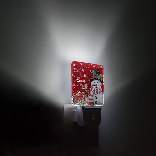 Miniatura 3 de Luces nocturnas de Navidad que se enchufan a la pared, luz nocturna roja con enchufe de muñeco de nieve y pájaro con sensor de luz del atardecer al