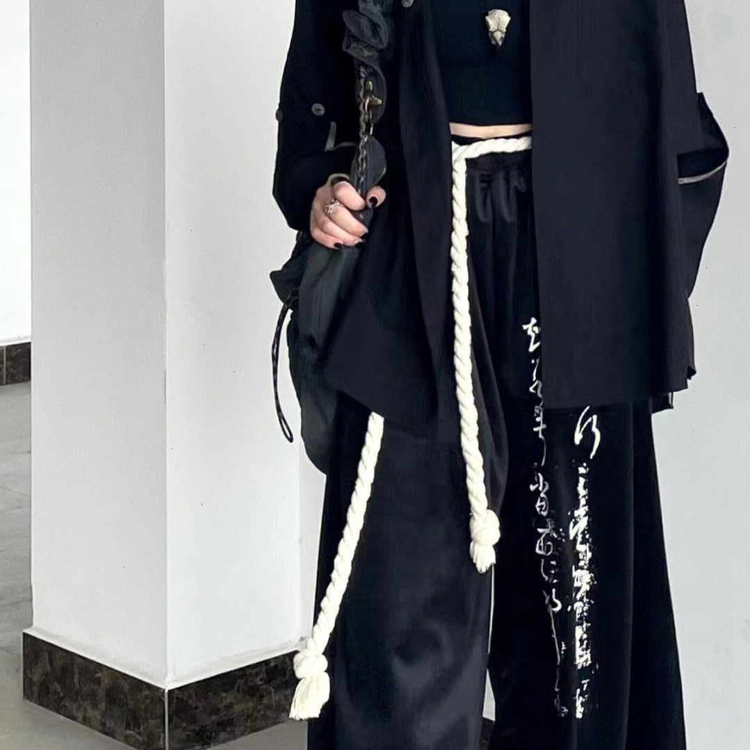 Simple Cotton long Waist Rope Tie Belt Medieval Plus Size For Girl Women Dresses Pants with Tassels Braided Woven
