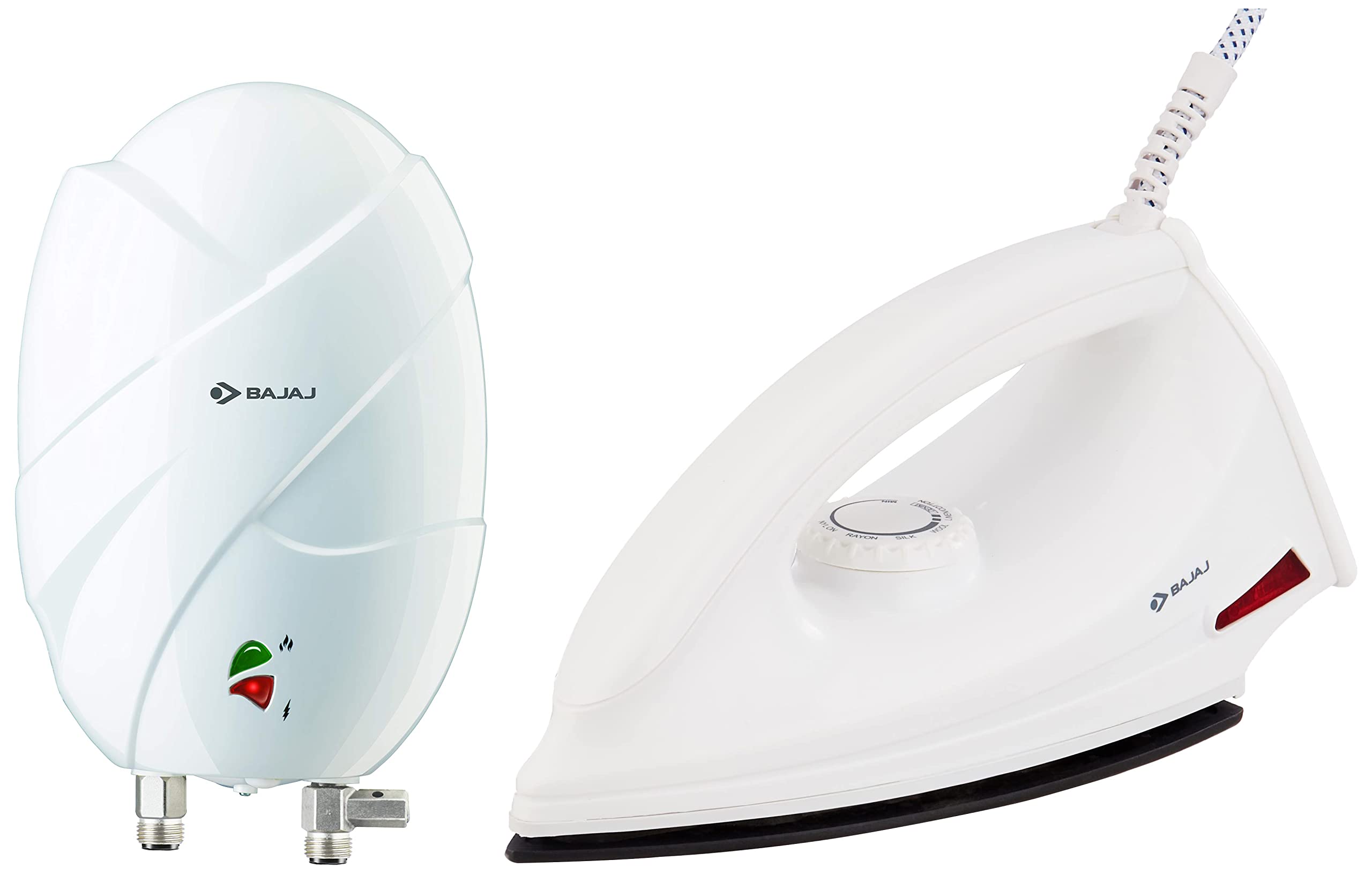 Bajaj Flora Instant 3 Litre Vertical Water Heater, White u0026 Majesty DX 6  1000-Watt Dry Iron (White) Combo : Amazon.in: Car u0026 Motorbike