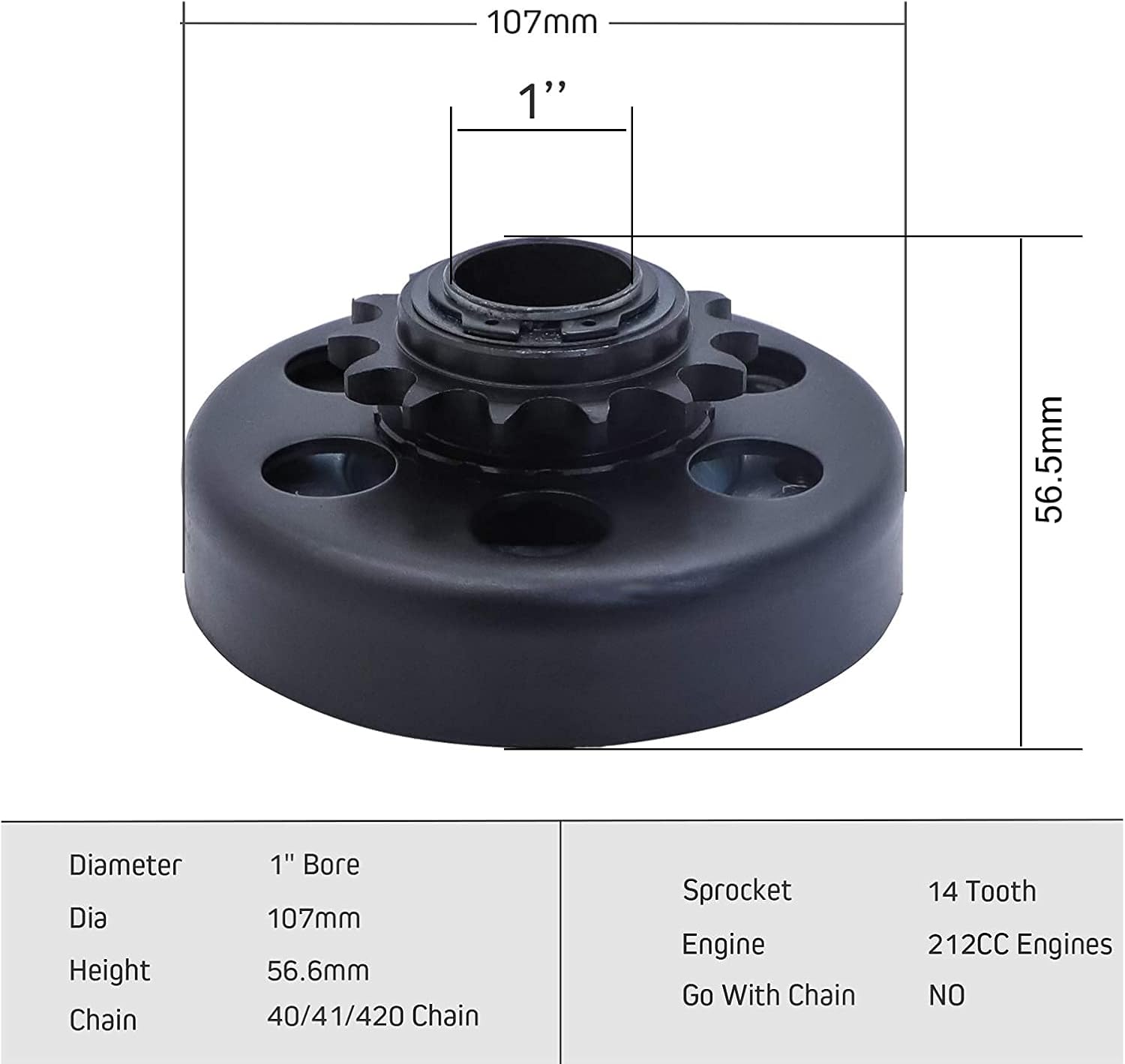 FDJ Go Kart Clutch 1 inch Bore 14T 40/41/420 Chain Sprocket Compatible for Go-Karts Mini Bike Lawnmower Engine