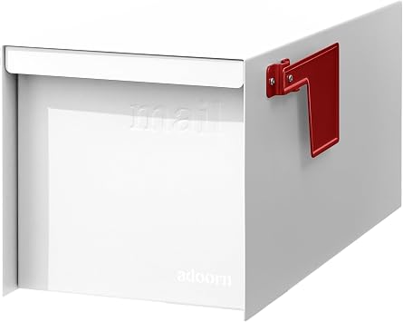 Adoorn Post Mount Outdoor Mailboxes - Large Decorative Mailbox for Letters and Packages - Weatherproof Construction - Durable Steel - Magnetic Closure - 9.5" H x 9.5" W x 19.5" D - Snow White