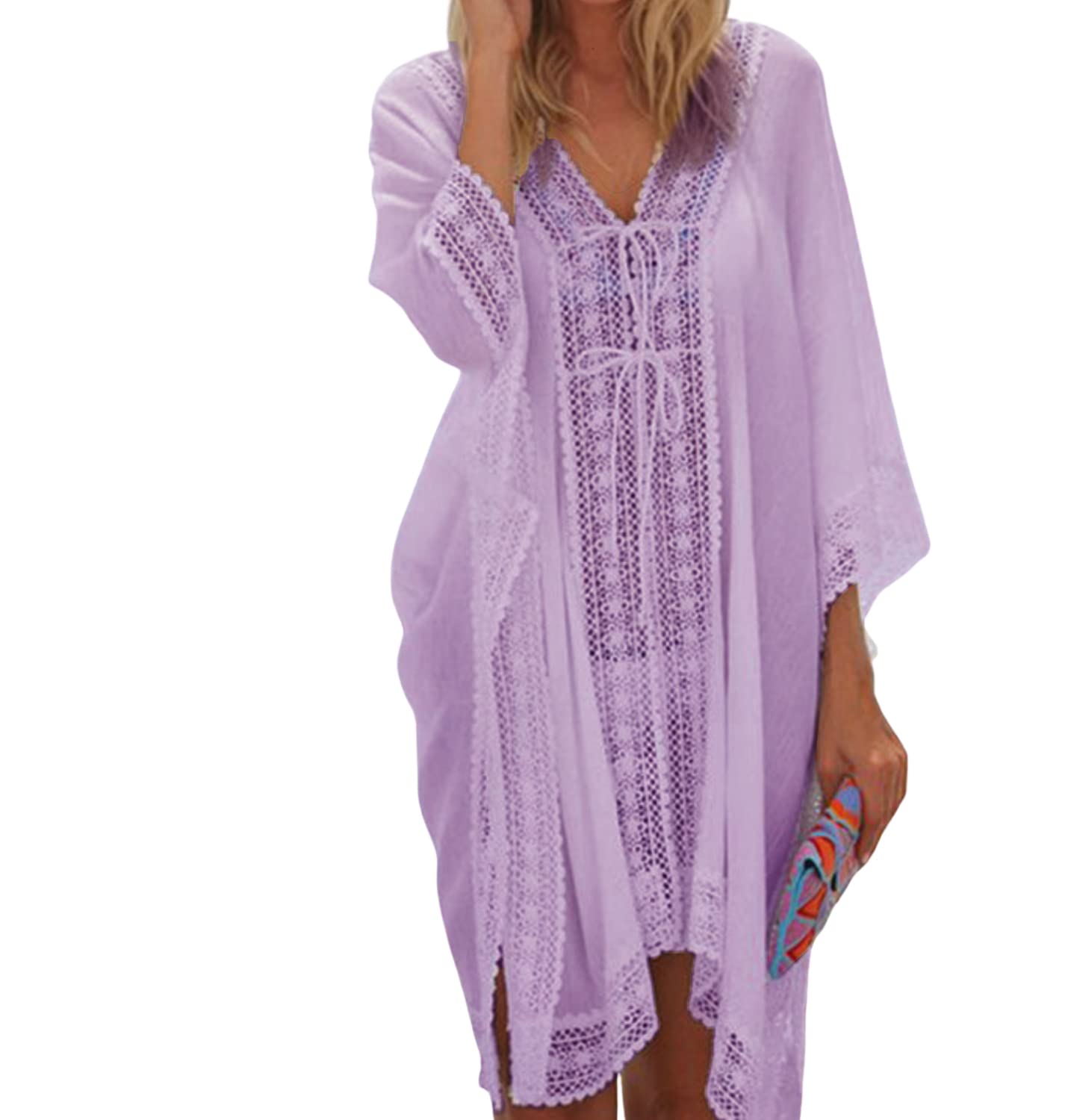 JFAN Blusa de Bikini Casual Suave y Suelta de Verano para Mujer mantón de Playa de Vacaciones Rebeca Superior de Traje de baño de Playa para Mujer