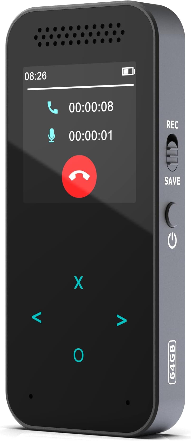 64GB Digital Voice Recorder,Voice Activated Recorder with Playback Bluetooth for Messenger Line Whatapp Skype One Click Recording Built-in 600mAH Battery 1.54in IPS Screen Type-C Port(64GB)