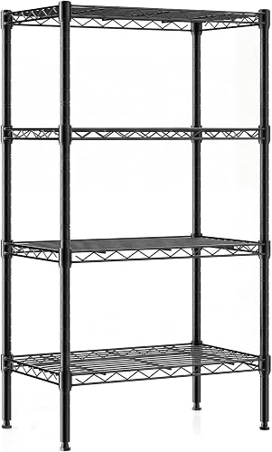 DUMOS 4-Tier Metal Wire Shelving Unit 23.3"W x 47"H - Heavy Duty Adjustable Storage Rack, 200 lbs Per Shelf DUMOS 4-Tier Metal Wire Shelving Unit 23.3"W x 47"H - Heavy Duty Adjustable Storage Rack, 200 lbs Per Shelf