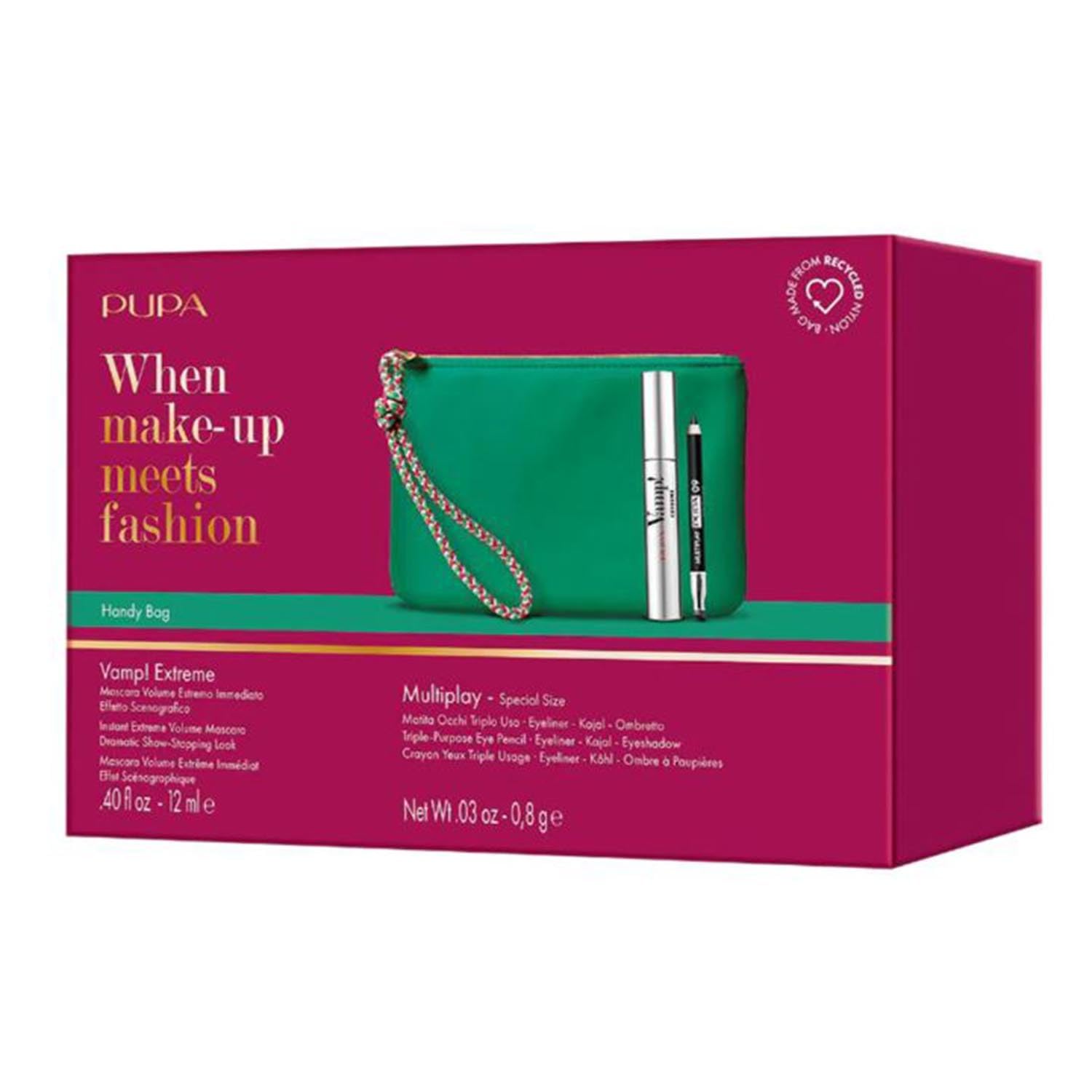 Pupa Kit Vamp! Extreme Mascara 010 Extra Black + Multiplay Matita Occhi 09 Deep Black Special Size + Pochette