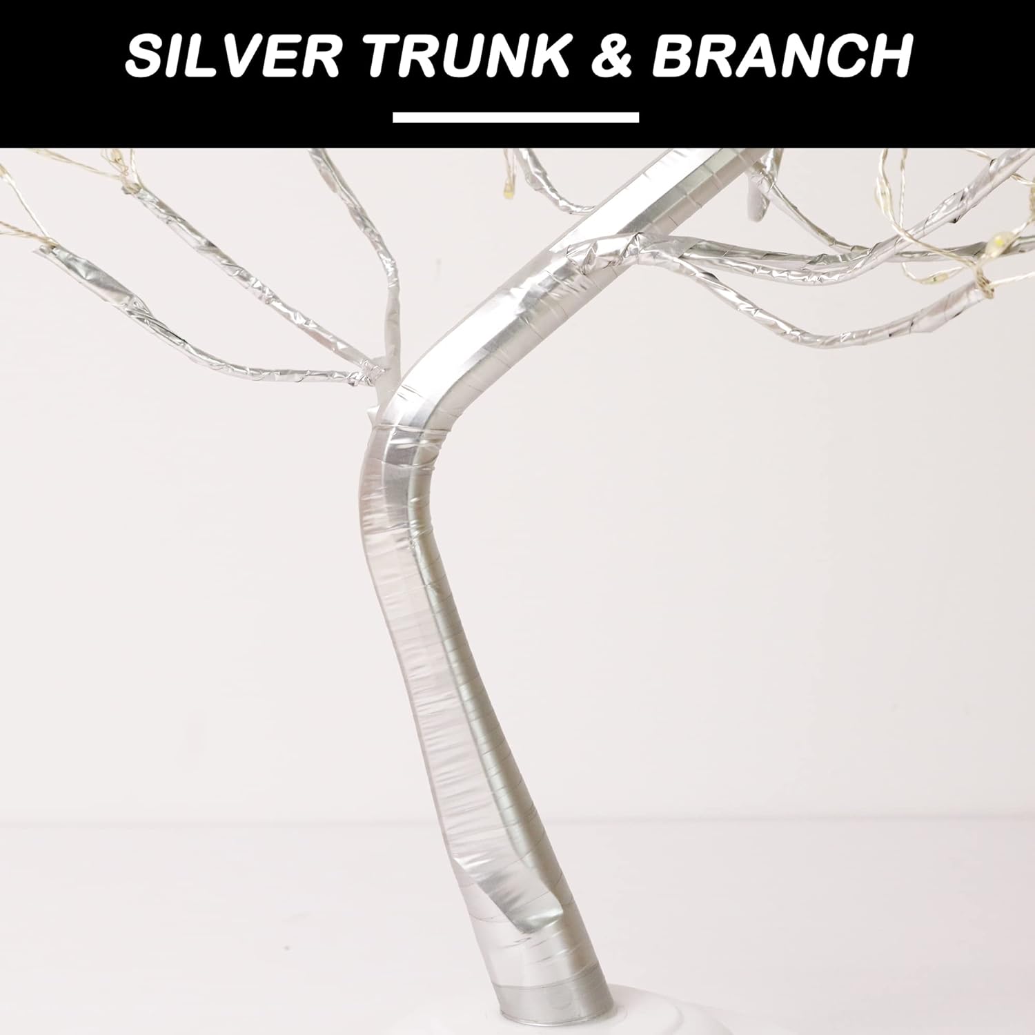 Fairy Light Tree 108 Led Twinkle Tree Fairy Light Spirit Tree Lamp Battery/USB Operated 6 Hours Timer Function with 8 Lighting Mode Silver Adjustable Branches Home Decoration(Warm White) - Image 6