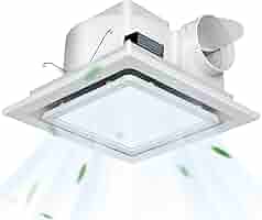 Nalle Bathroom Exhaust Fan With LED Light - 90 CFM, 1.0 Sones, Quiet Ceiling Mount (4" Duct)