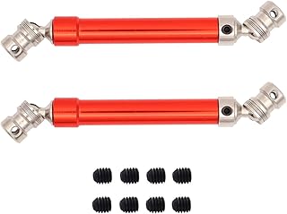ZYCST 2PCS Steel Universal Drive Shaft CVD Universal Joint for 1/10 RC Axial SCX10 D90 Tamiya CC01 RC Crawler Car Upgrade Accessories (Red)
