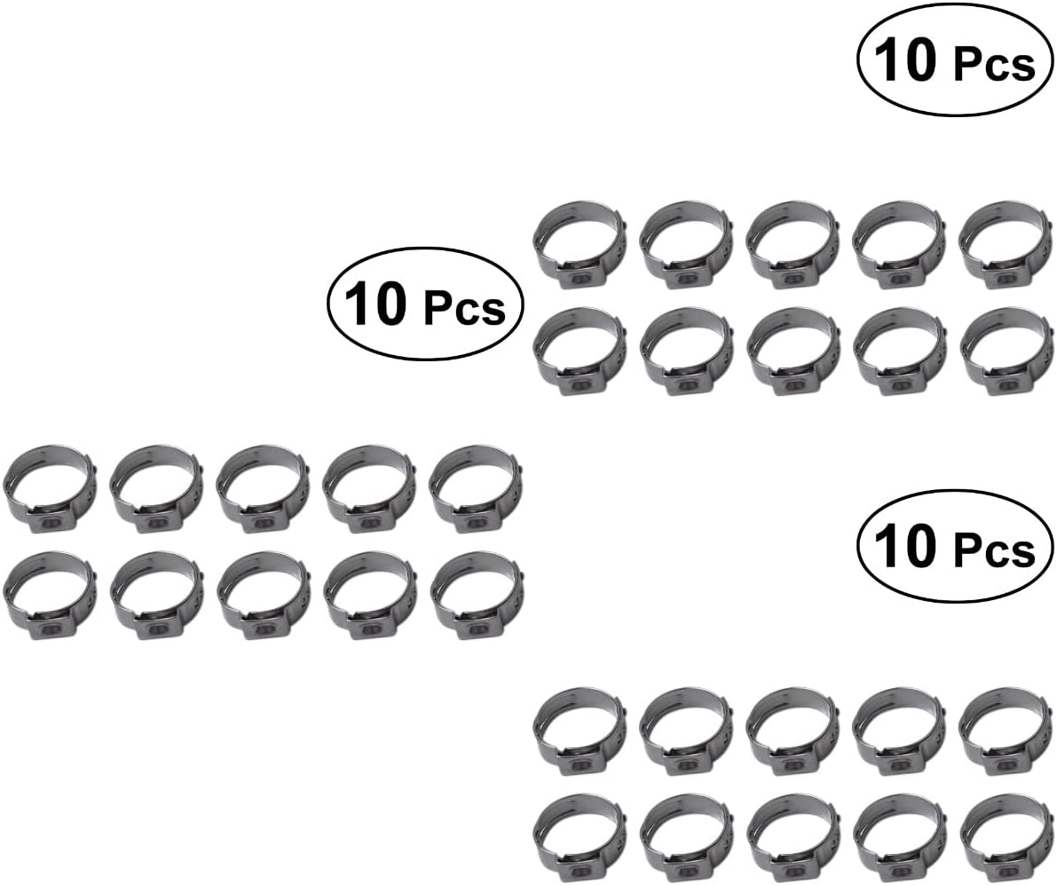 Wakauto 3sets 304 Stainless Steel Single Ear Clamp Key Hose Clamp 15.3-18.5mm Diameter for Appliance 10pcs*3