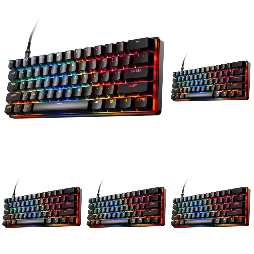 SteelSeries Apex Pro Mini Gen 3 OmniPoint 3.0 HyperMagnetic Switches—Adjustable Actuation—Rapid Trigger—GameReady Presets-Protection Mode—Rapid Tap/SOCD—RGB—PBT Keycaps-USB-C,Pro Mini 60% (Pack of 5)