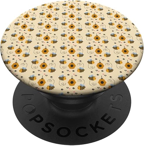 Honey Comb Bee Pattern Happy Women Girls Bumble Bee PopSockets Standard PopGrip