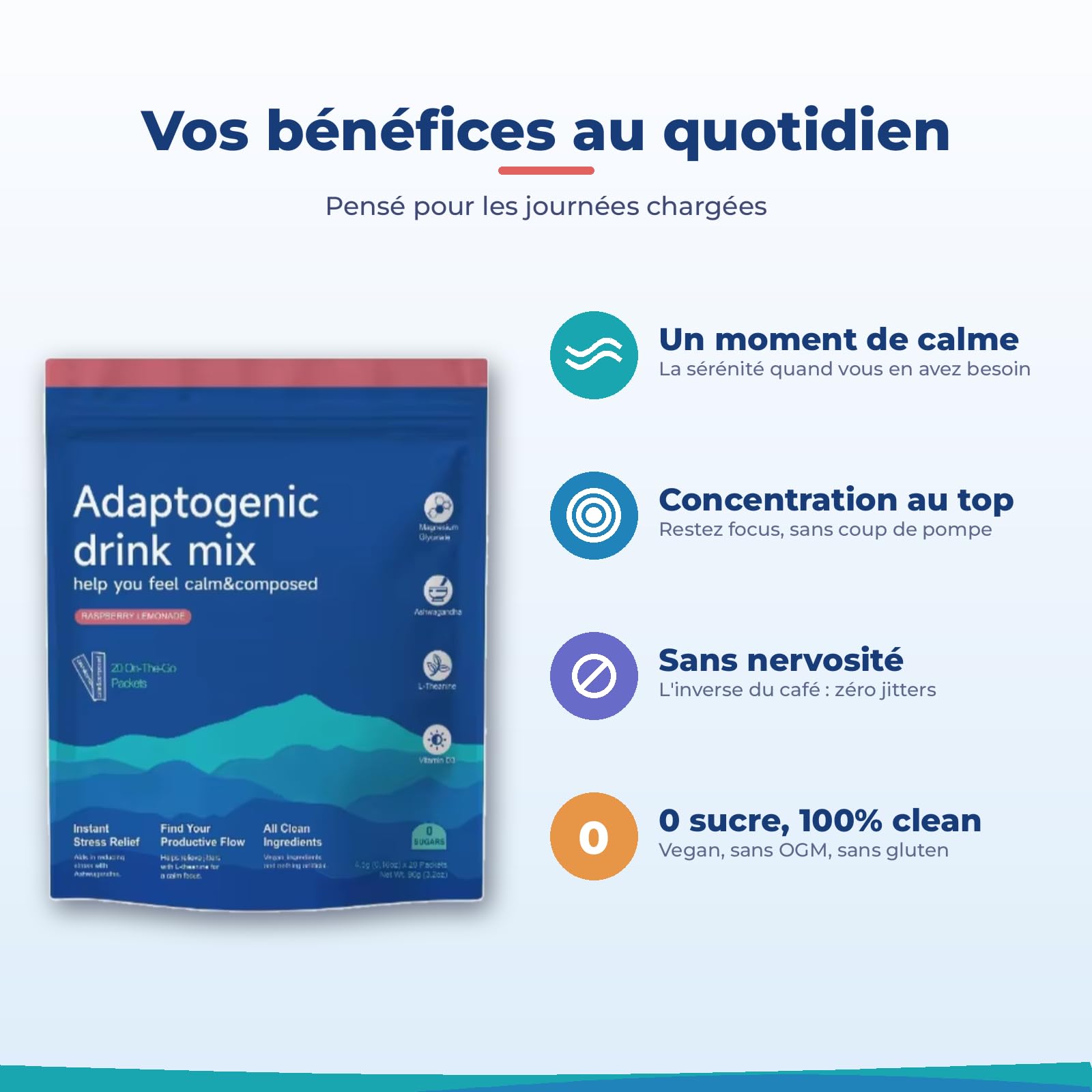 SuperCalm Cortisol LOT de 2 Anti Stress | Formule Ashwagandha, L-Theanine + Magnésium Glycinate & Vitamine D3 | Apaise le stress quotidien | 0 Sucre Goût Framboise 100% naturel | Routine simple