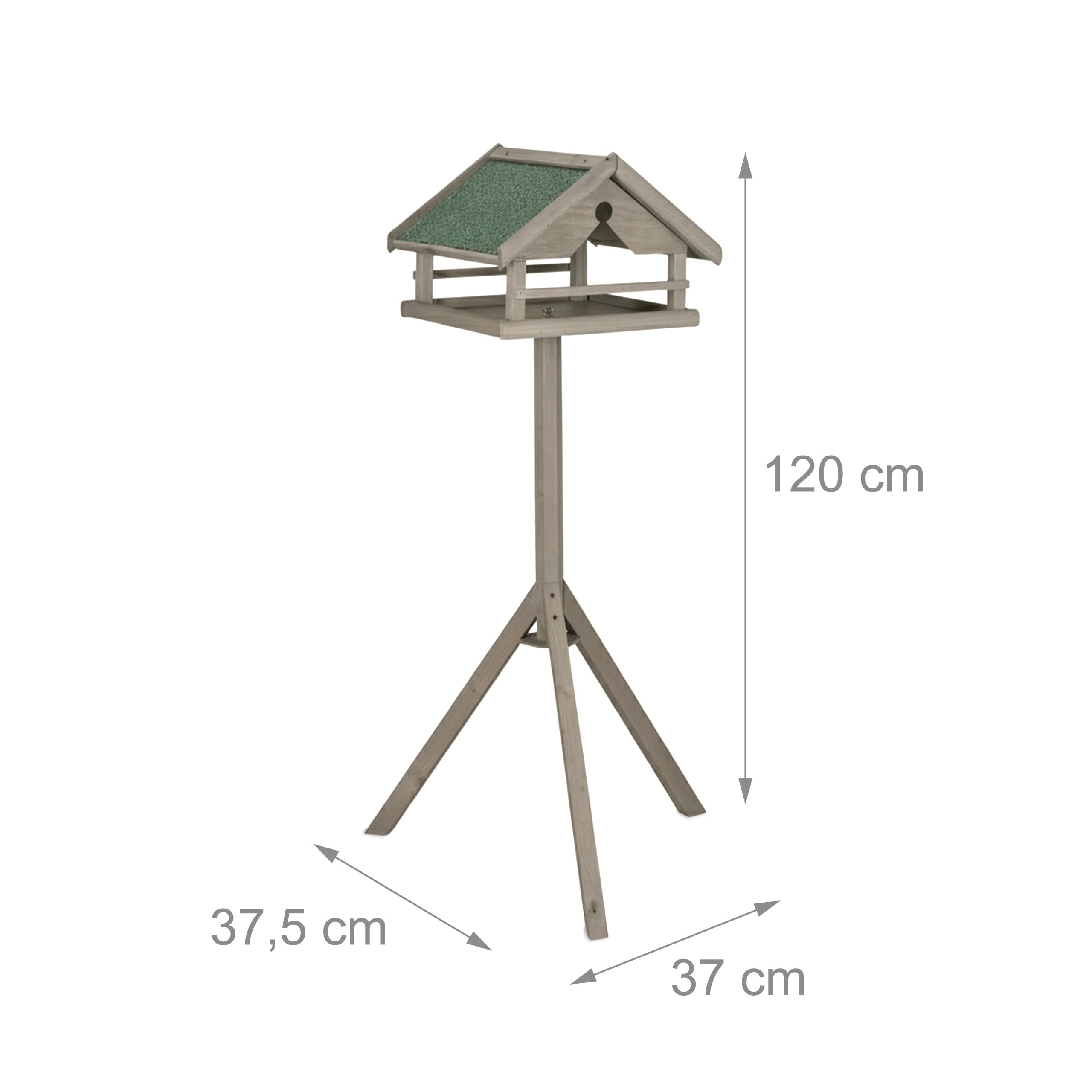 Relaxdays Comedero para pájaros con Soporte, Techo de Asfalto Impermeable, jardín, balcón, terraza, pajarera, Abeto
