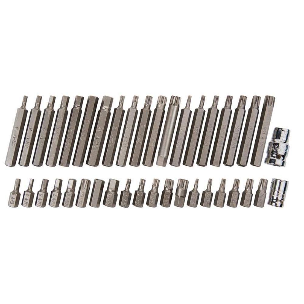 Blue Spot Tools 1517 BlueSpot 40 PCE 1/2" & 3/8" Mixed Hex, Spline and Torx Bit Set, Silver, Set of 40 Pieces