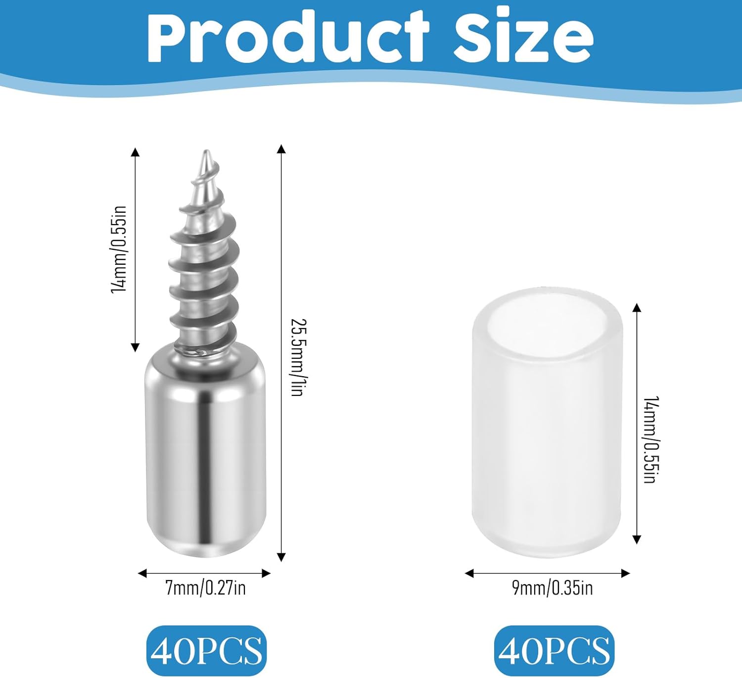 Giantree 40 Pcs Self Tapping Screws, Shelfs Support Pins with Non-Slip Sleeves, Cabinet Shelf Bracket Steel Pin Self Drilling Screw, One-Piece Selfs Tapping Screws for Glass Furniture Cabinet Support