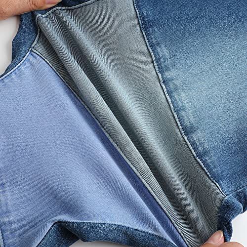 THUNDER STAR Women Patchwork Flare Jeans Stretch High Waisted Bell Bottom Raw Hem Denim Pants Blue1 M by THUNDER STAR - Used condition - Image 2