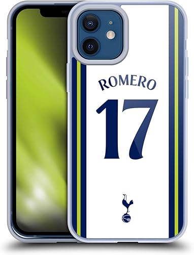 Head Case Designs Officially Licensed Tottenham Hotspur F.C. Cristian Romero 2022/23 Players Home Kit Gel Case Compatible with Apple iPhone 12 /