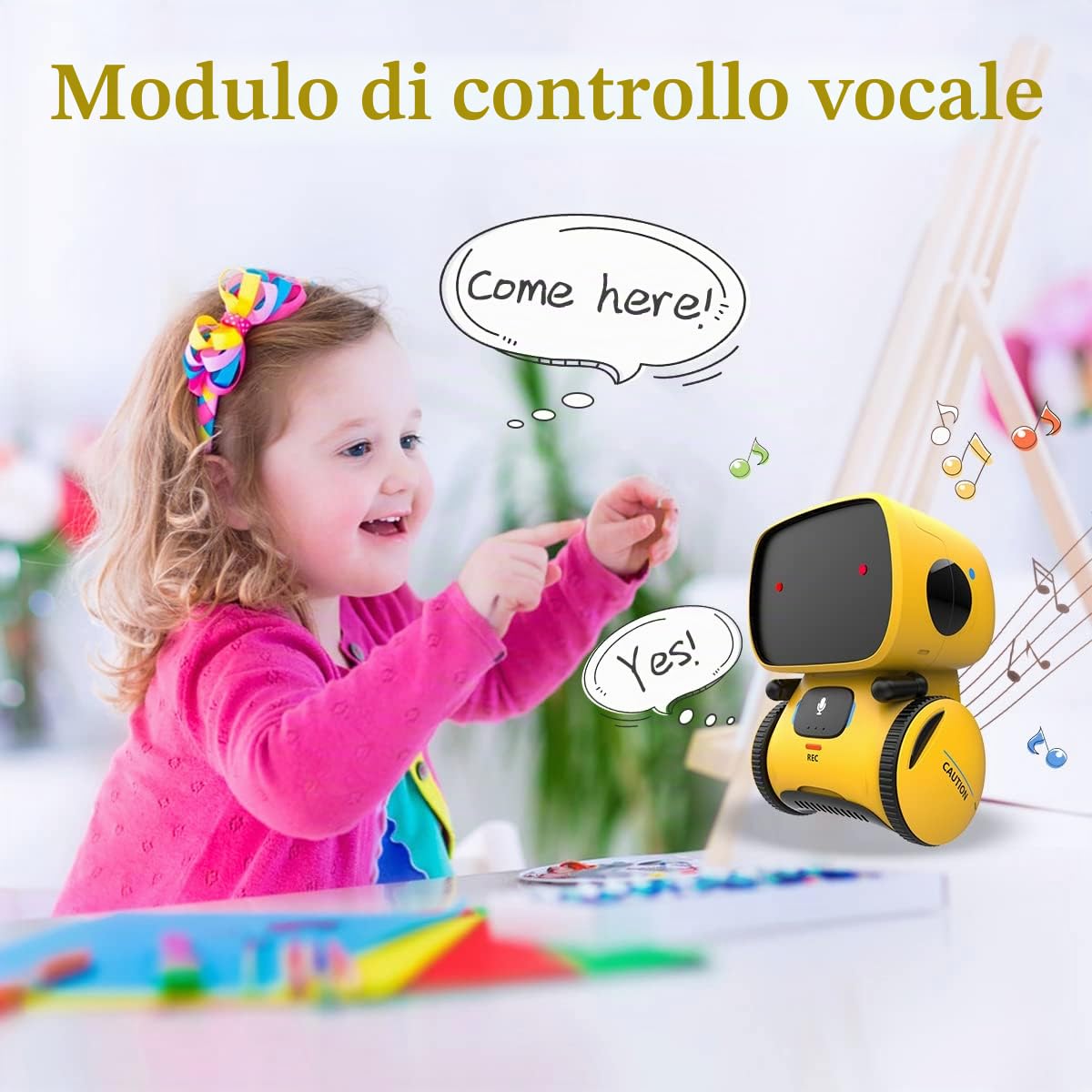 REMOKING Robot intelligente giocattolo per bambini, robot interattivo, giocattolo educativo, regalo per ragazzi e ragazze (giallo)