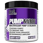 EVL PumpMode Nitric Oxide Supplement - Nitric Oxide Booster Pump Pre Workout Powder with Glycerol and Betaine for Muscle Recovery Growth and Endurance - Stim Free Pre Workout Drink (Furious Grape)