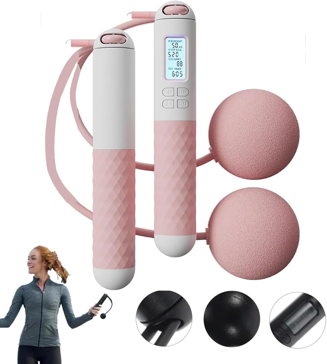 Skipping Rope with Counter, Ball With/Without Rop, Weighted Jump Rope with Counter, Jump Ropes for Fitness, Smart Skipping Rope, Skipping Rope With Counter Gravity Ball