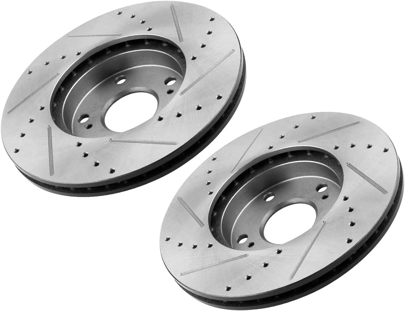 Front Brake Rotors 300mm Replacement for Hyundai Sonata Tucson Veloster Kia Forte Forte5 Optima Rondo Sportage Drilled & Slotted Brake Rotor 120.51020 31427
