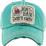 Boat Hair Don't Care Women's Vintage Cotton Baseball Hat (Turquoise)