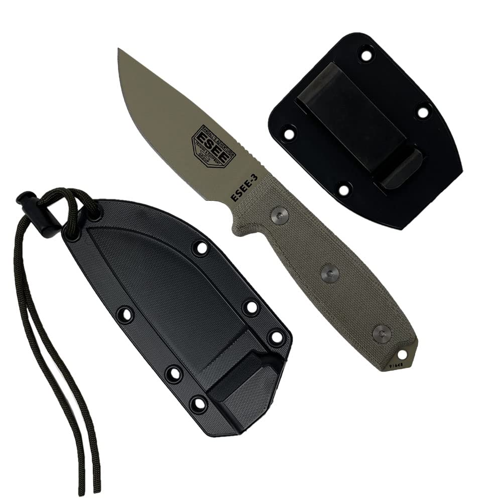 ESEEKnives 3P Fixed Blade Knife with Molded Polymer Sheath
