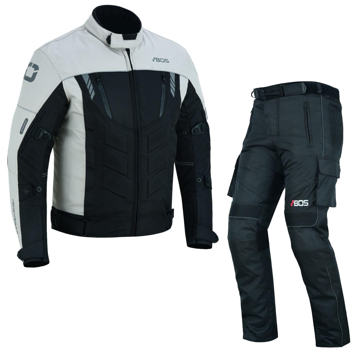 BOSmoto Motorradkombi Textil 2-teilig mit CE Protektoren – Motorradjacke und Motorradhose für Herren,Wasserdichte Motorradjacke mit Hose,Herren Motorradkombi Textil