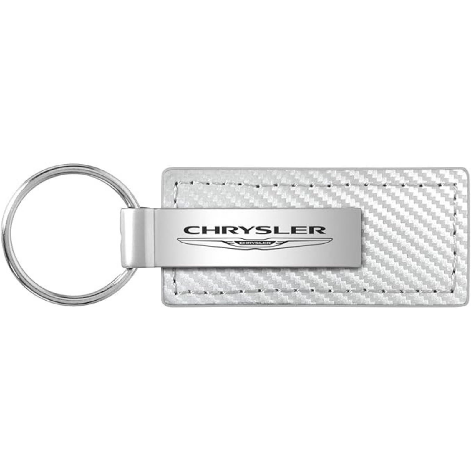Au-Tomotive Gold Unisex White Inc. Officially Licensed Carbon Fiber Leather Key Fob For Chrysler