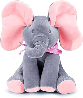 Animated Elephant Toys, Plush Singing Elephant with Ears Moving Electric Plush Toy, Adorable Elephant Stuffed Animal Toy for Baby's Gift, Pink, 12''