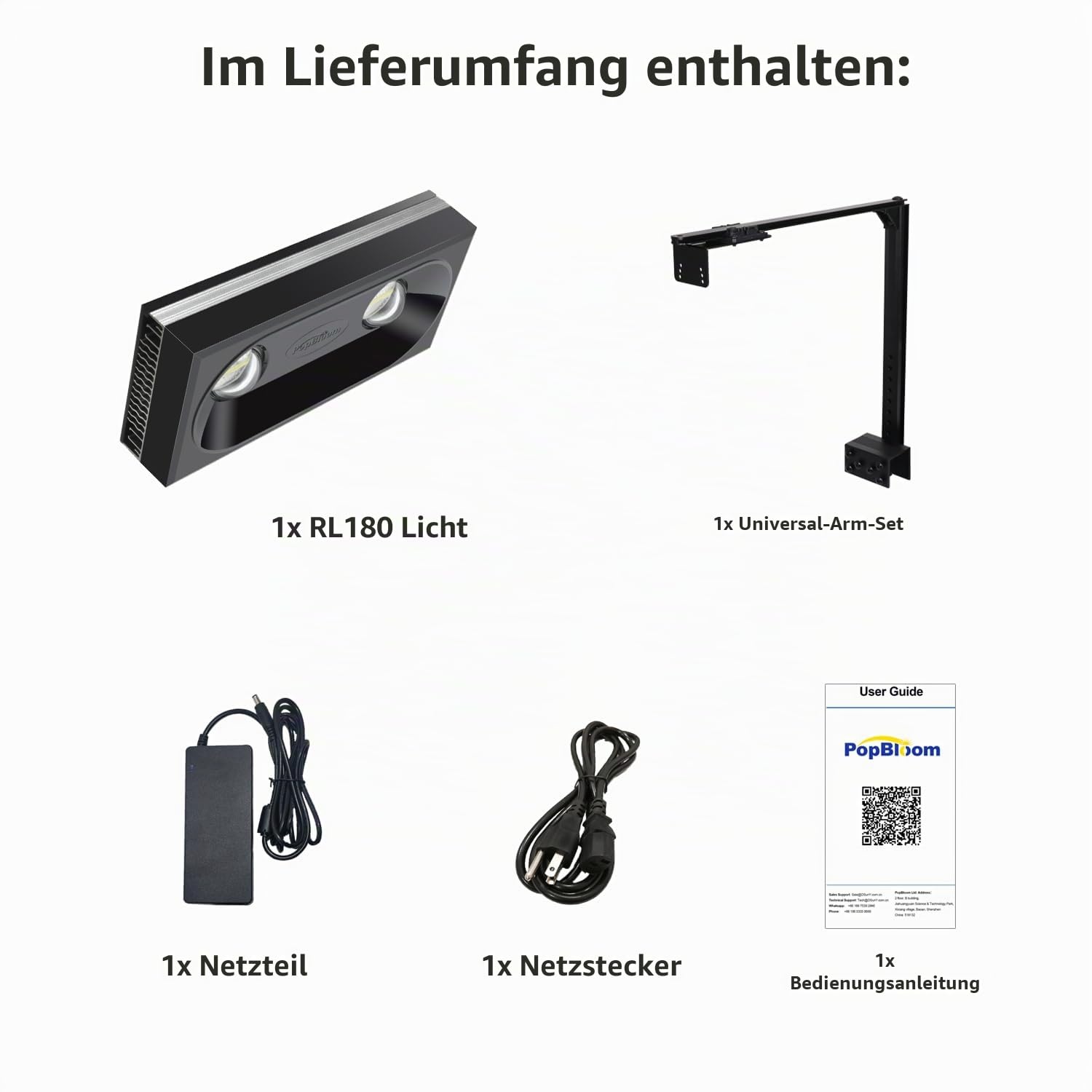 PopBloom RL180 WiFi Meerwasser LED 180W, Salzwasser LED Beleuchtung für Reef Coral SPS/LPS Fish Wasserpflanzen Salzwasser Aquarium (180W WiFi (Schwarz))