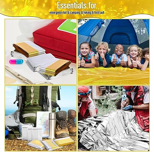 Kanayu 100 Pack Emergency Foil Thermal Blankets for Survival 82 x 63 Foil Space Blanket Kit for Outdoors Camping Hiking Homeless Survival or First Aid, 50 Pcs Golden 50 Pcs Silver - Image 6