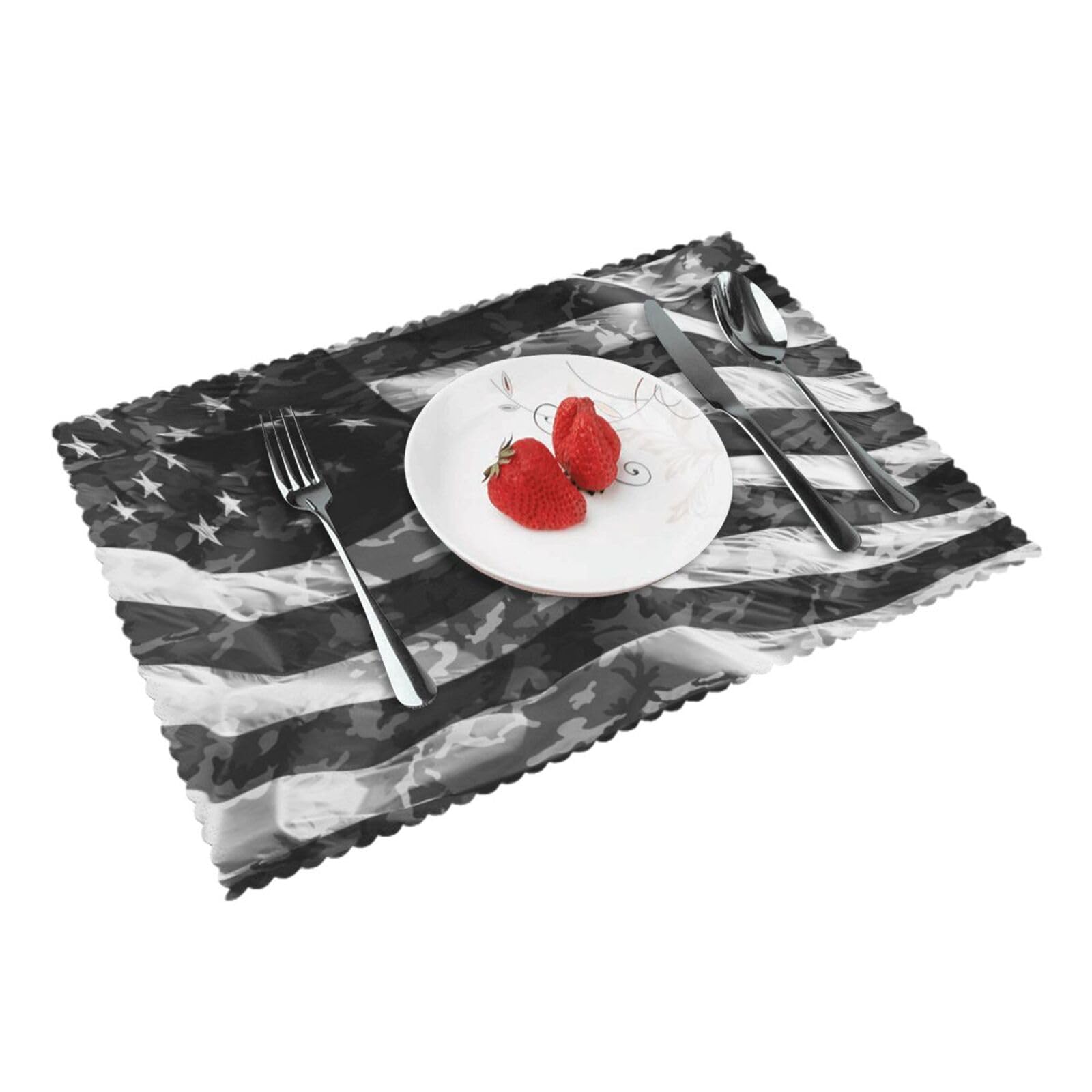 Camouflage American Flag Printed Placemats Set of 4 PCS Washable Placemat for Kitchen Table Heat-resistant Table Mats 45x30 CM