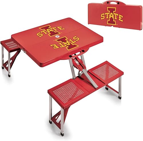 Vista 117 de PICNIC TIME NCAA North Carolina Tar Heels Folding Picnic Table - Camping Table - Outdoor Table with Umbrella Hole Negro