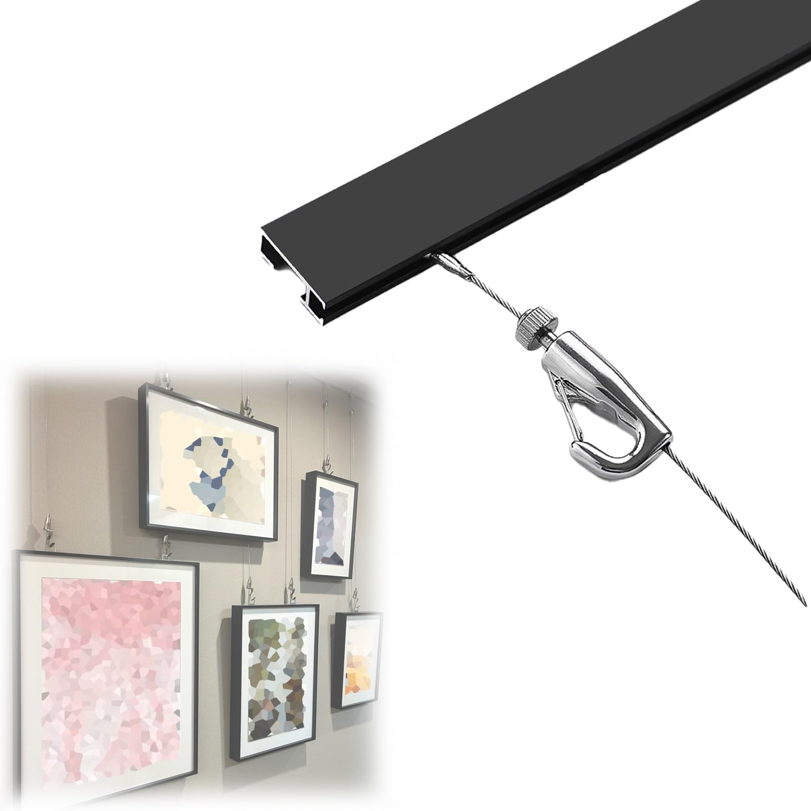 Système de suspension réglable pour photos accrochage tableau câble en acier durable mural