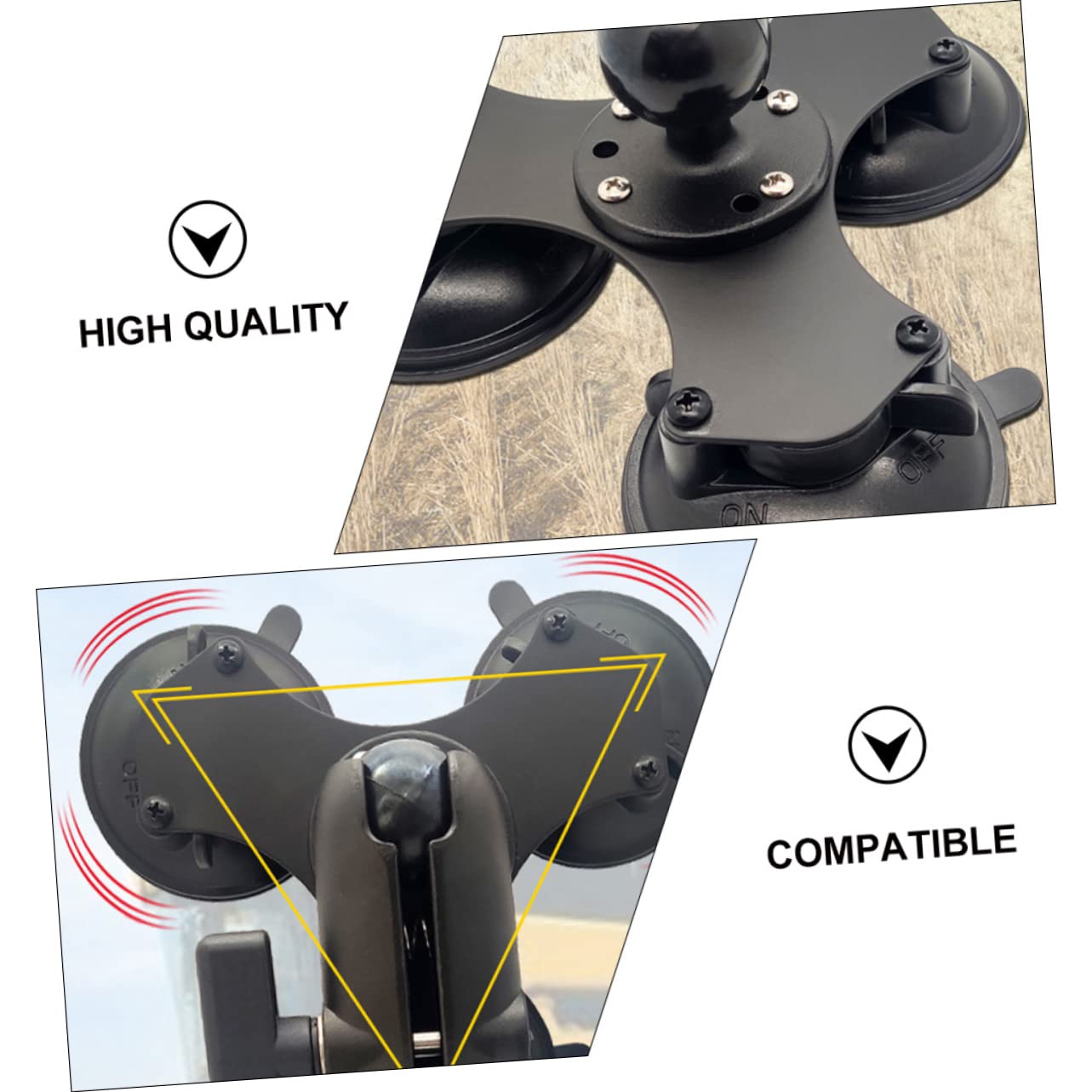 NUOBESTY Accesorios De Cabezal Esférico Soporte De Triple Ventosa Soporte De Ventosa para Montaje De Succión Parabrisas Compatible Dispositivos Coche