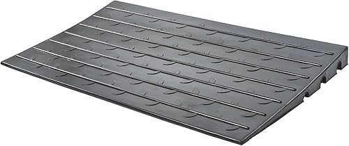 Vista 14 de Silver Spring Rampa de umbral, elevador máximo de goma sólida de 4 pulgadas con 3 canales, color negro, rampa de asistencia de movilidad portátil