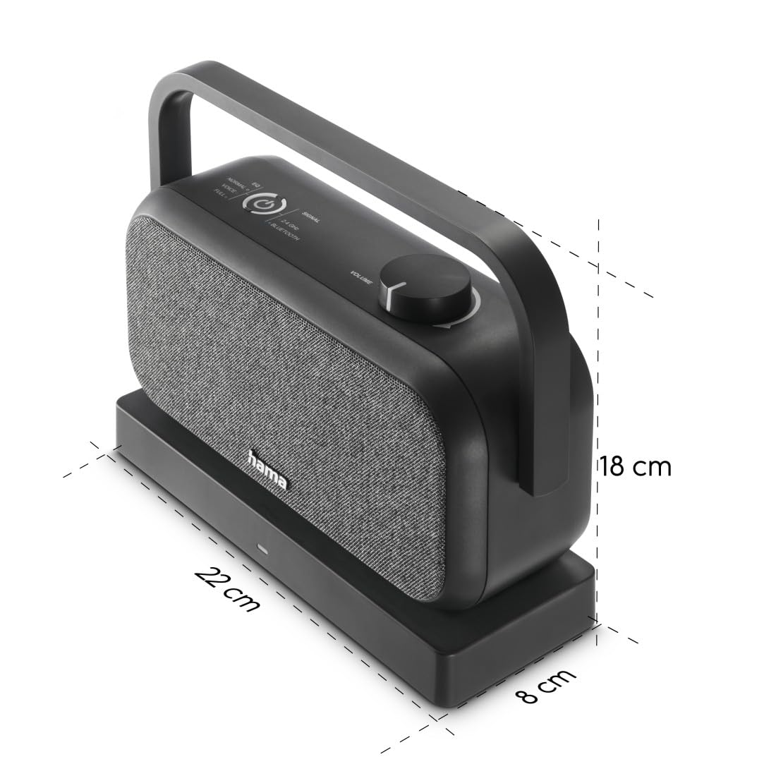 Hama | Altavoz para TV inalámbrico portátil con conexión Dual. (estación de Carga, tecnología 2.4 GHz sin retardo, Bluetooth 5.3, Sonido estéreo, Modo Voice para diálogos nítidos) Negro