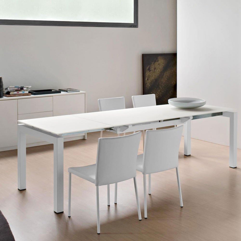 Calligaris Airport Metal Optic White Extending Dining Table