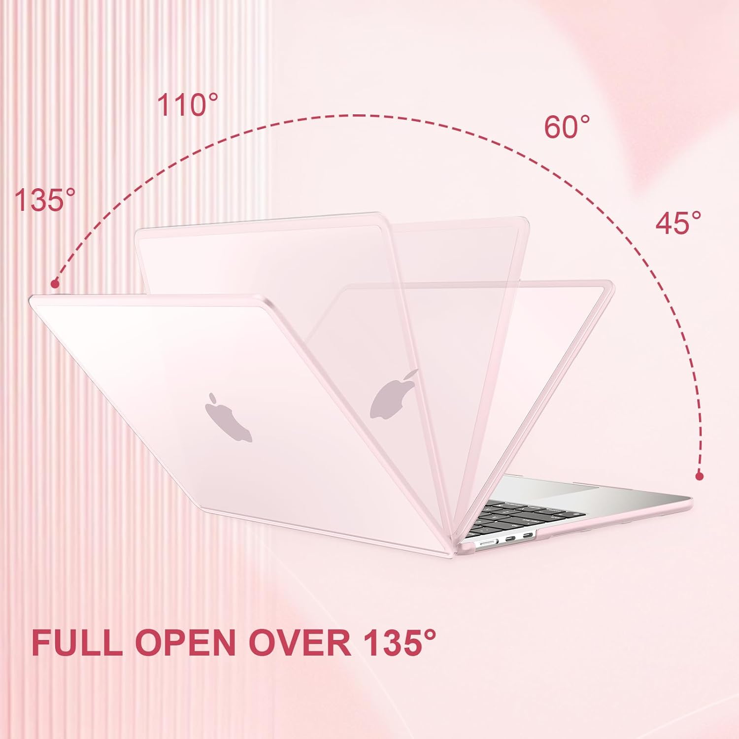 AKIT Compatible with MacBook Air 13 Inch Case 2026 2025 2024-2022 M4 M3 M2 A3240 A3113 A2681, [Anti-Cracking] Hard Shell Case&Keyboard Cover&Screen Protector for MacBook Air 13.6 Inch, Pink - Image 5