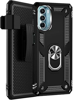 SaharaCase Military Kickstand Series Case Cover for Motorola Moto G 5G (2022) - Holder/Kickstand/Belt Clip - Rugged Protection Anti-Slip Grip Slim Fit (Black)