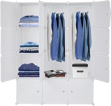 12 Cubby Storage Organizer,Closet Clothes Storage Organizer,Cube Shelves Closet Organizers and Storage Shelves for Clothing Storage for Home, Office, and Bedroom White4