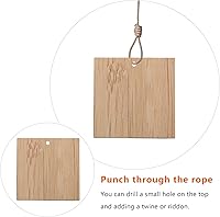 Vista 4 de EXCEART Hojas de madera para manualidades sin terminar, piezas de madera, rebanadas de madera de bambú en blanco, recortes cuadrados de madera